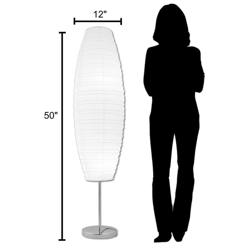 DIPLOMA Chrome Paper Floor Lamp with White Paper Shade (White)