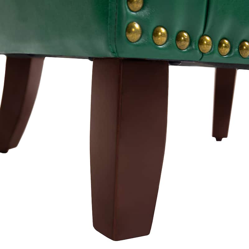 Faux Leather Tufted Nailheads Upholstered Barrel Accent Chairs