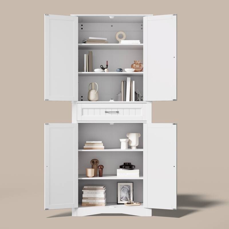 71''Kitchen Pantry Storage Cabinet, Storage Cabinet Buffet, Freestanding Kitchen Storage Cabinet with 4 Adjustable Shelves