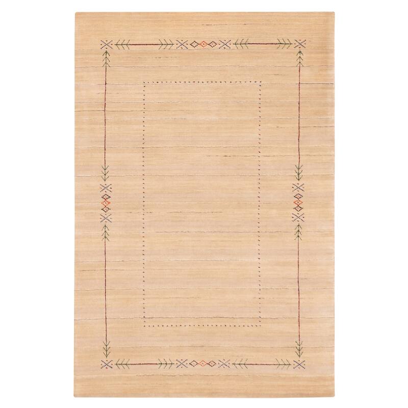ECARPETGALLERY Hand Loomed Kashkuli Gabbeh Light Khaki Wool Rug - 4'8 x 6'11