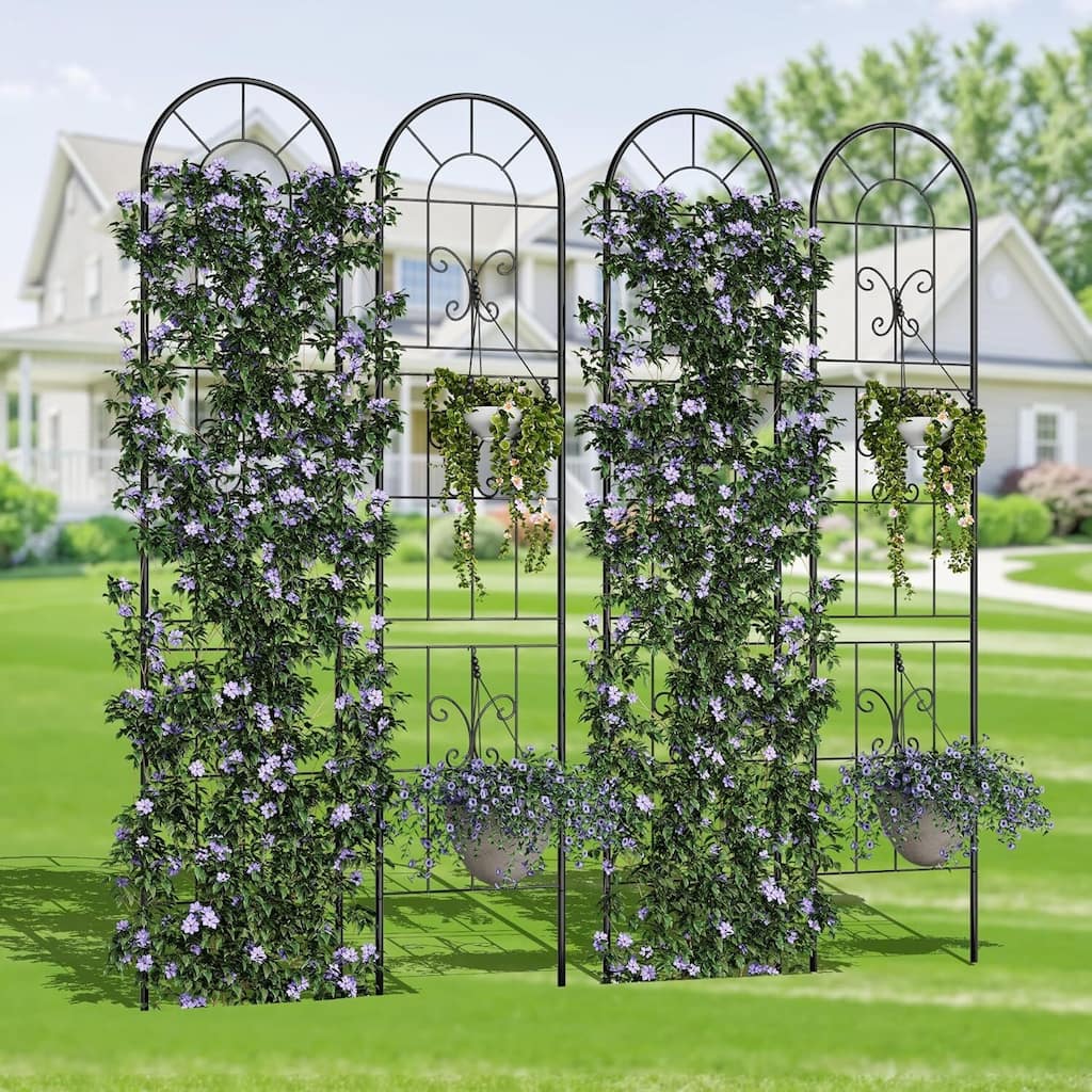 4 pcs Rustproof Garden Fence Panels Outdoor Barrier for Small Yard, Patio Decor & Plant Trellis