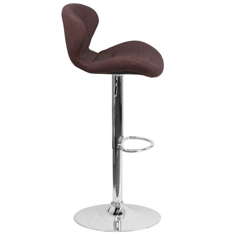 Modern Low-back Height-adjustable Chrome/Vinyl Barstools (Set of 2)