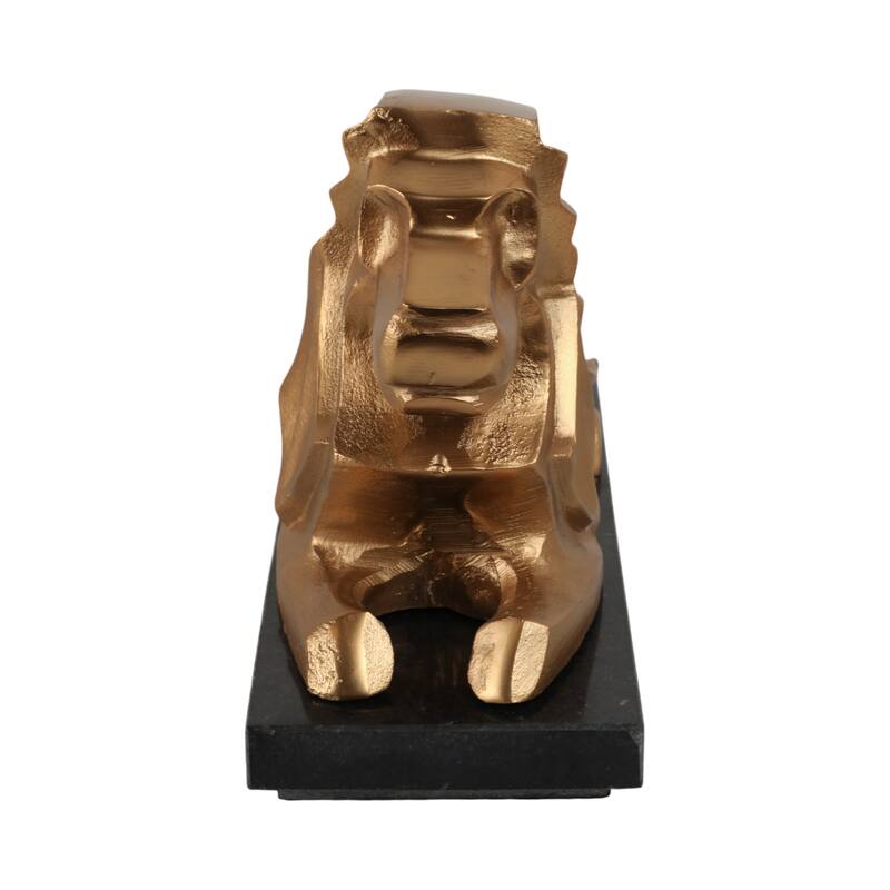 Metal Stone Sculpture Lion Design Modern Glam Accent - 8" Gold - 12" x 6" x 8"