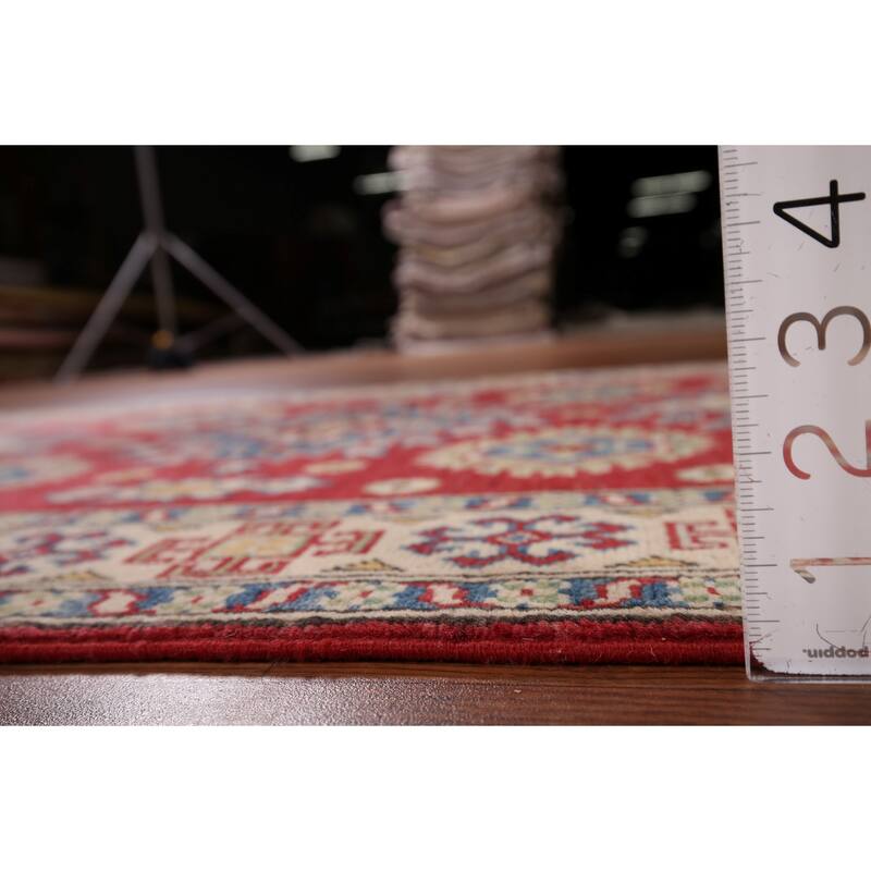 Geometric Kazak Foyer Rug Hand-Knotted Oriental Wool Carpet - 3'4" x 5'9"