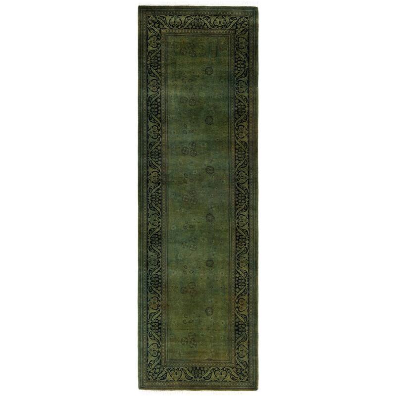 Overdyed One-of-a-Kind Hand-Knotted Area Rug - Green - 2' 8" x 8' 8"