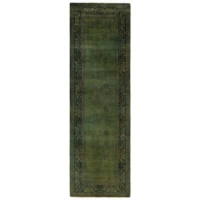 Overdyed One-of-a-Kind Hand-Knotted Area Rug - Green - 2' 8" x 8' 8"