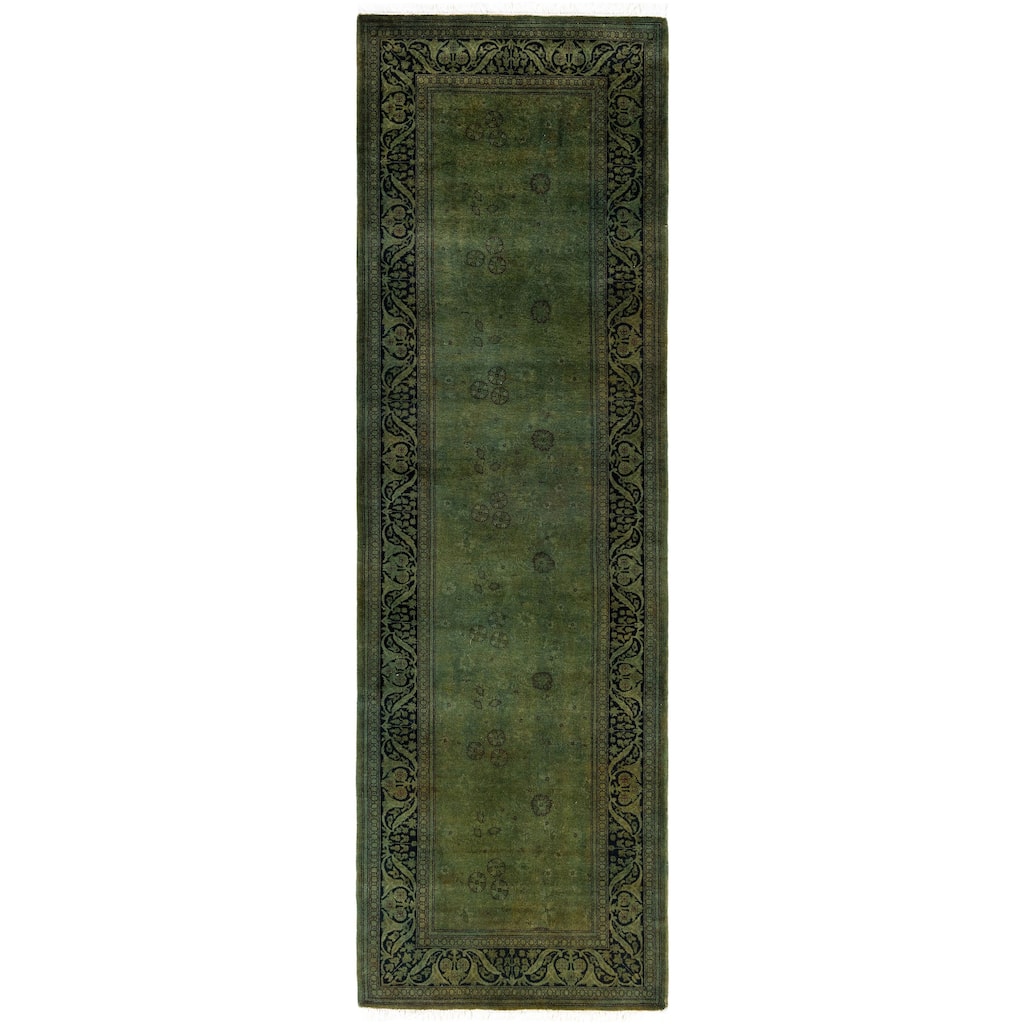 Overdyed One-of-a-Kind Hand-Knotted Area Rug - Green - 2' 8" x 8' 8"