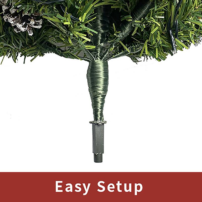 Pre-lit Xmas Tree Artificial Christmas 4-Piece Set in Green