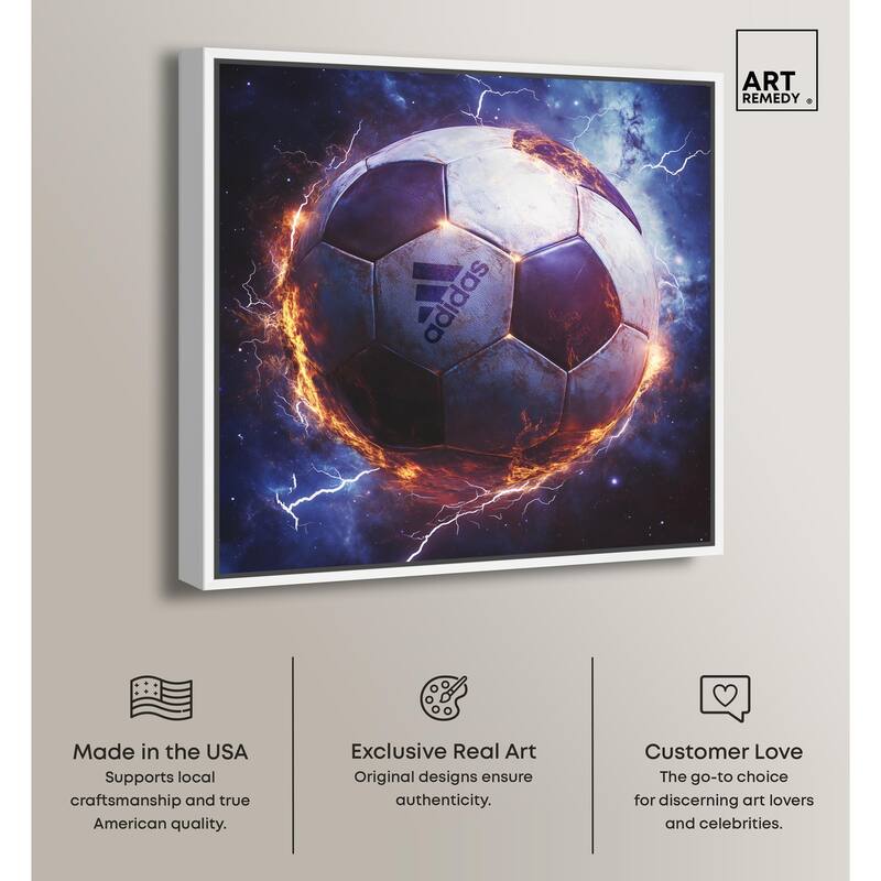 Electrify Soccer Ball Canvas by Art Remedy