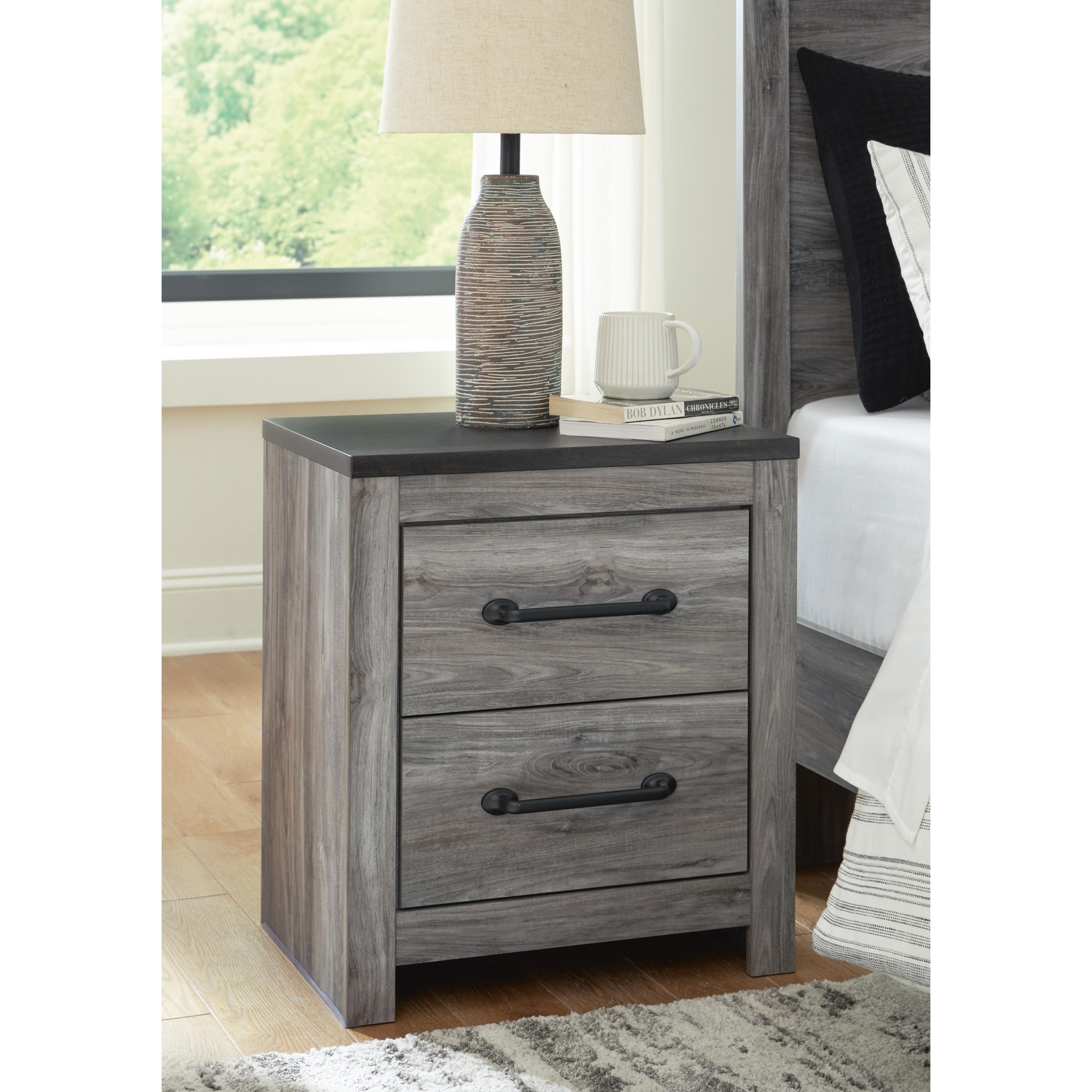 Signature Design by Ashley Bronyan Dark Gray 2 Drawer Nightstand