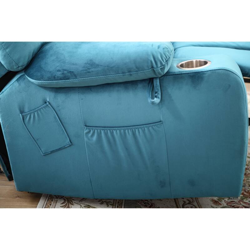 Power Lift Recliner Chair with Heat & Massage, High Density Foam Electric Sofa, Lounge Chair with Side Pockets & Cup Holders