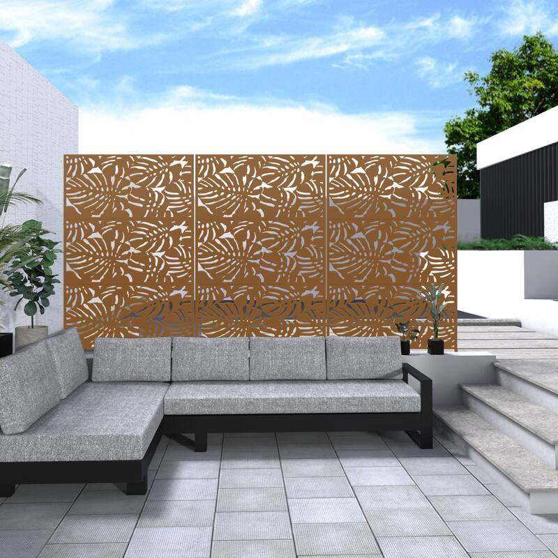 Metal Privacy Screen Wall Decoration Free Standing-6.3 ft. H X 4 ft. W
