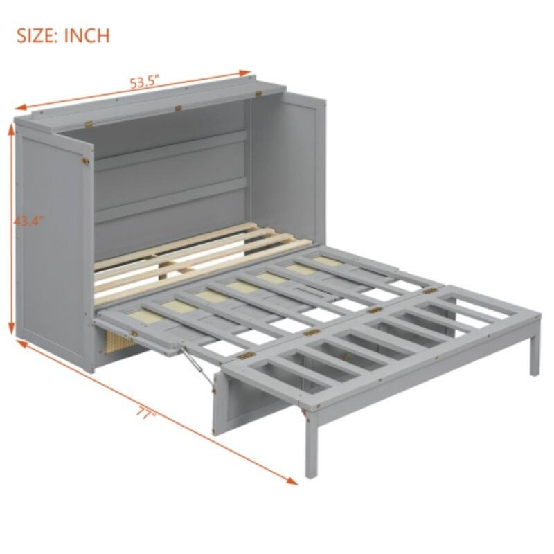 Full Size Murphy Bed with 3 Large Storage Drawers, Space Saving Wall Bed