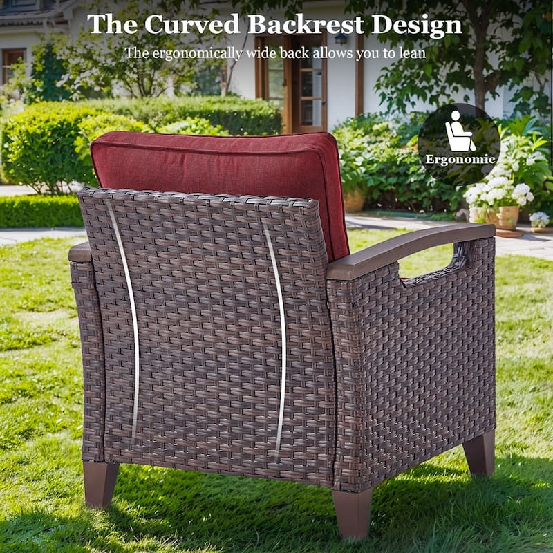 High Back Outdoor Patio Chairs Red Cushion
