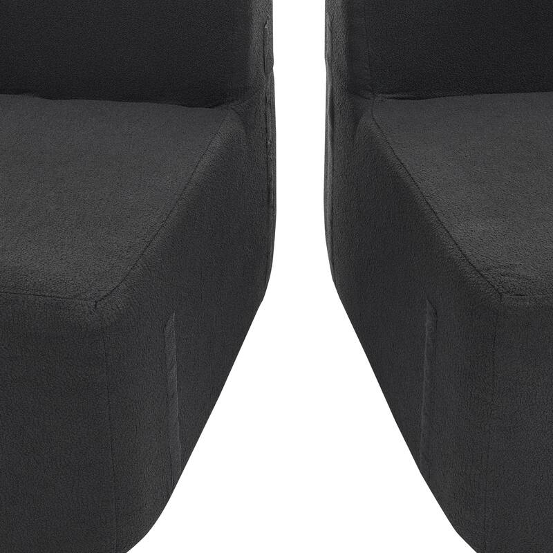 Curved Modular Sectional Sofa, Compressed 4-Seater Foam Couch, Comfy Wool Fabric Upholstered Sofa for Living Room, Bedroom