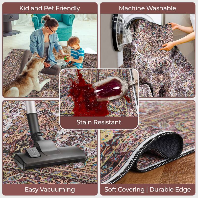 Superior Flamingo Medallion Machine Washable Indoor Area Rug or Runner