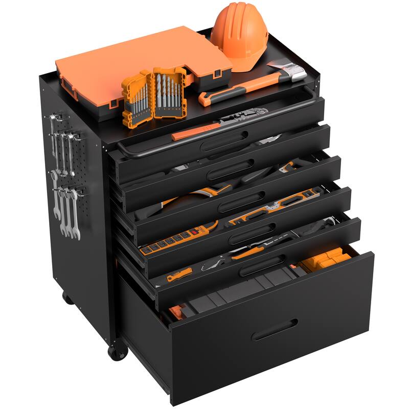 34.3" Rolling Tool Chest with 6 Drawers Mobile Garage Cabinet Organizer, All-Drawer Design for Small Parts & Tools