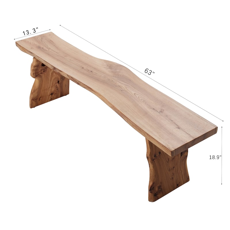 Live Edge Wood Entryway Bench, Rustic Dining Bench, Natural Finish