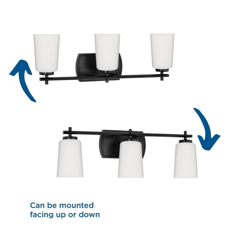 Adley Collection Three-Light Matte Black Etched Opal Glass New Traditional Bath Vanity Light - 23 in x 6 in x 7.625 in