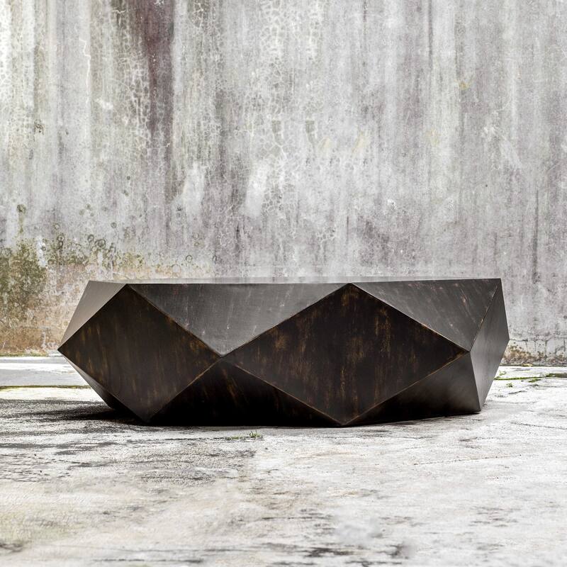 14" Worn Black Finish Coffee Table