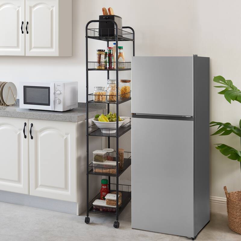 6-Tier Rolling Cart Gap Kitchen Slim Slide Out Storage Tower Rack with Wheels,6 Baskets,Laundry Narrow Piaces Utility cart
