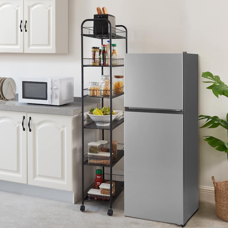6 Tier Slim Rolling Storage Cart Mobile Shelving Unit with Wheels - 6"D x 22.8"W x 61"H