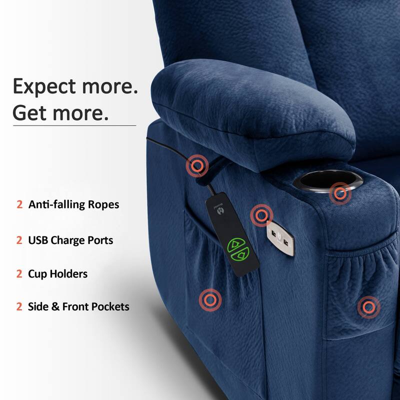 MCombo Electric Power Lift Recliner Chair with Extended Footrest, Fabric 7507