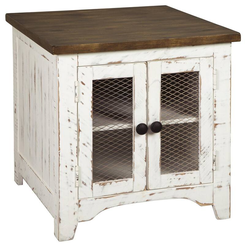26 in. White and Brown Rectangle Wood End Table, Sturdy Build End Side Table for Living Rooms