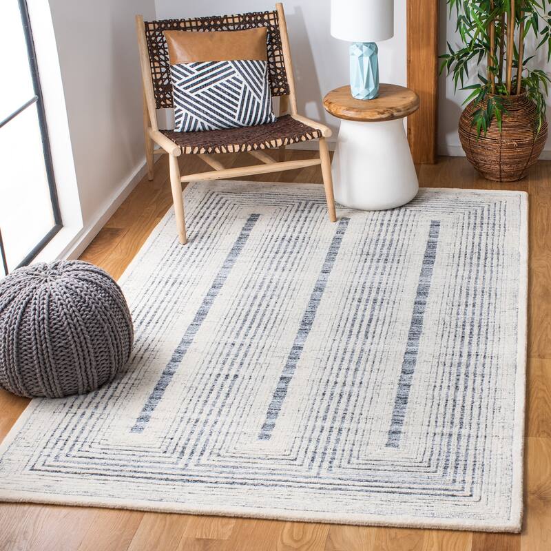 SAFAVIEH Handmade Metro Joele Modern Wool Rug - 5' x 8' - Dark Grey/Ivory