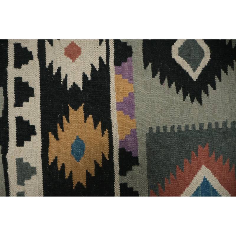 Hand Woven Oriental 100% Wool Carpet Southwestern Tribal Multi-Colored Kilim Area Rug - 8' 0'' X 4' 10''