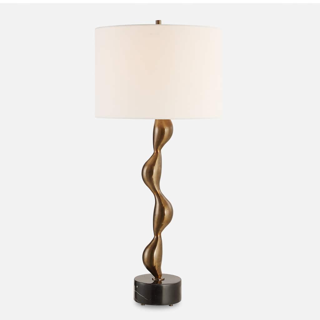 Curved Table Lamp with Drum Shade - 32.75" - Bronze