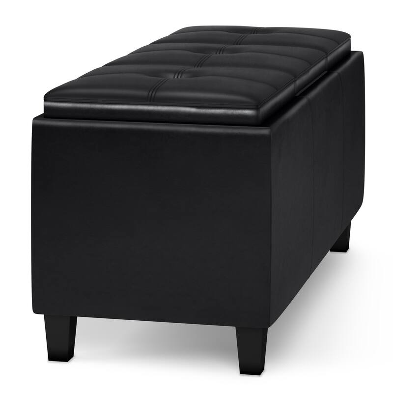 Tray Storage Ottoman with Lift Up Lids - Black