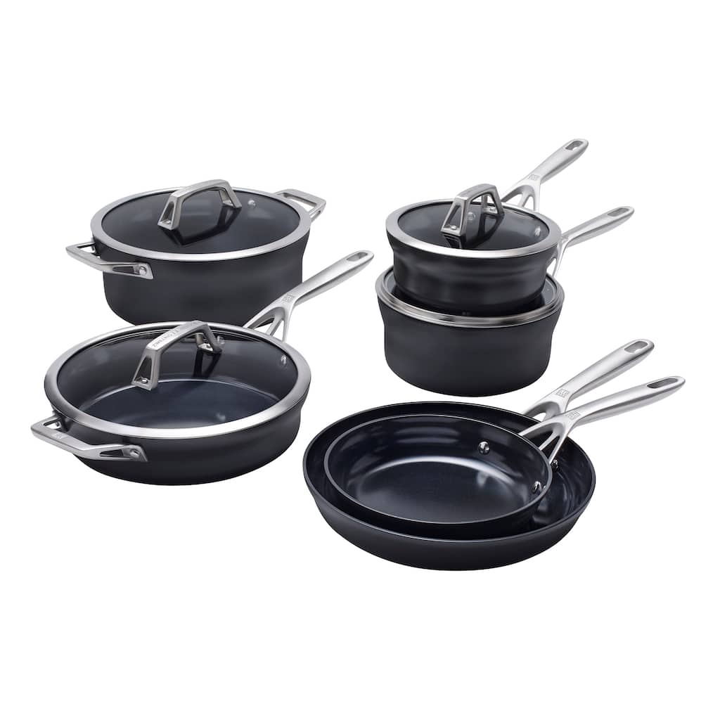 ZWILLING Motion Ceramic Hard Anodized 10-pc Aluminum Nonstick Cookware Set - Black