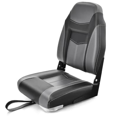 Costway High Back Folding Boat Seats with Black Grey Sponge Cushion & - See Details