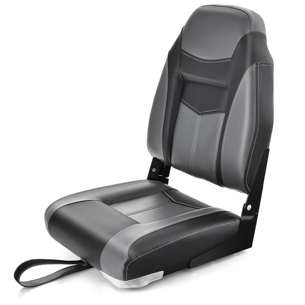 Costway High Back Folding Boat Seats with Black Grey Sponge Cushion & - See Details