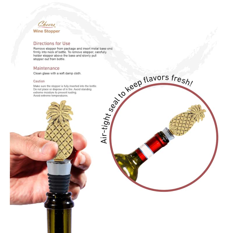 Cheers Gold Pineapple Metal Wine Stopper - Elegant Vacuum Seal