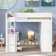 preview thumbnail 21 of 33, Modern Full Size Wood Loft Bed Kids Bed with Wardrobes and Two Storage Drawers,Desk with Cabinet