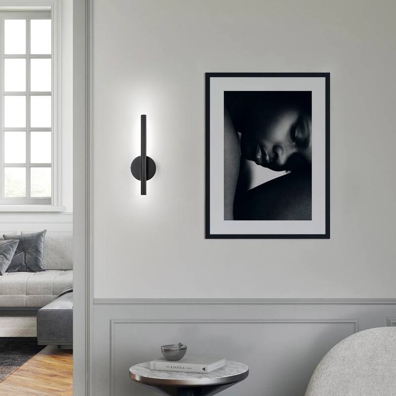 Modern Black Linear Integrated LED 3000K Warm Light Bathroom Vanity Light Wall Sconce