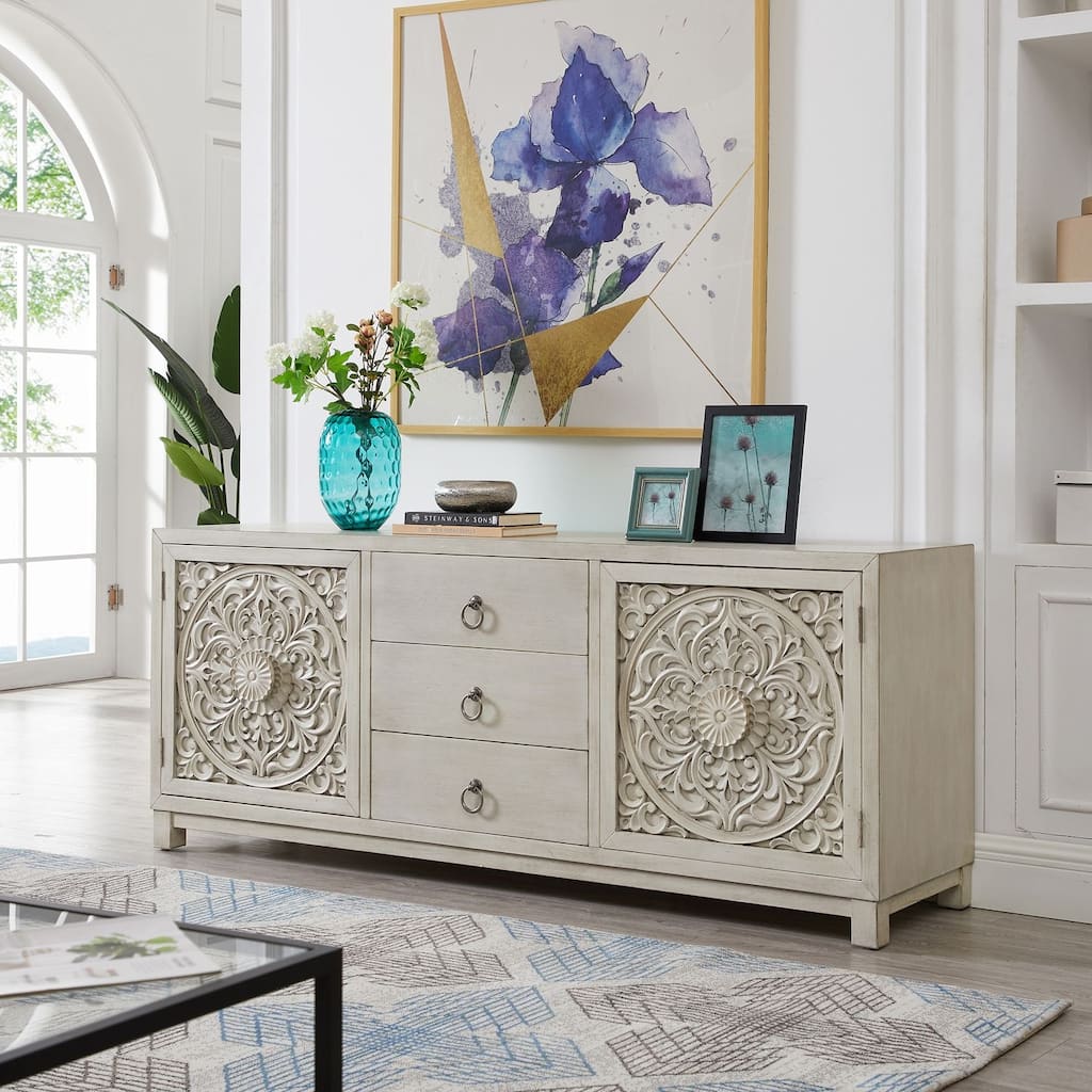 Sundance Antique Linen 2 Door 3 Drawer Accent Cabinet