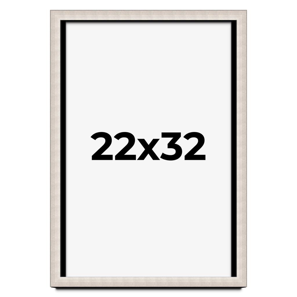 22x32 Shadow Box Frame Silver Real Wood Contemporary Shadowbox Display Frame UV Acrylic Front Acid Free Backing and Hardware