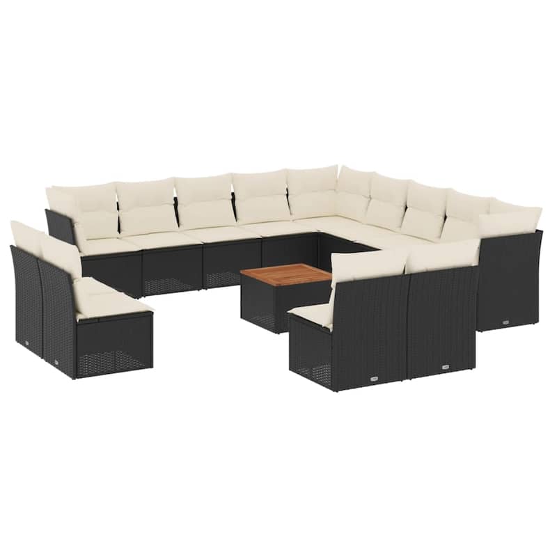 vidaXL Patio Sofa Set with Cushions Outdoor Furniture 14 Piece Poly Rattan - 24.4 x 24.4 x 27.2