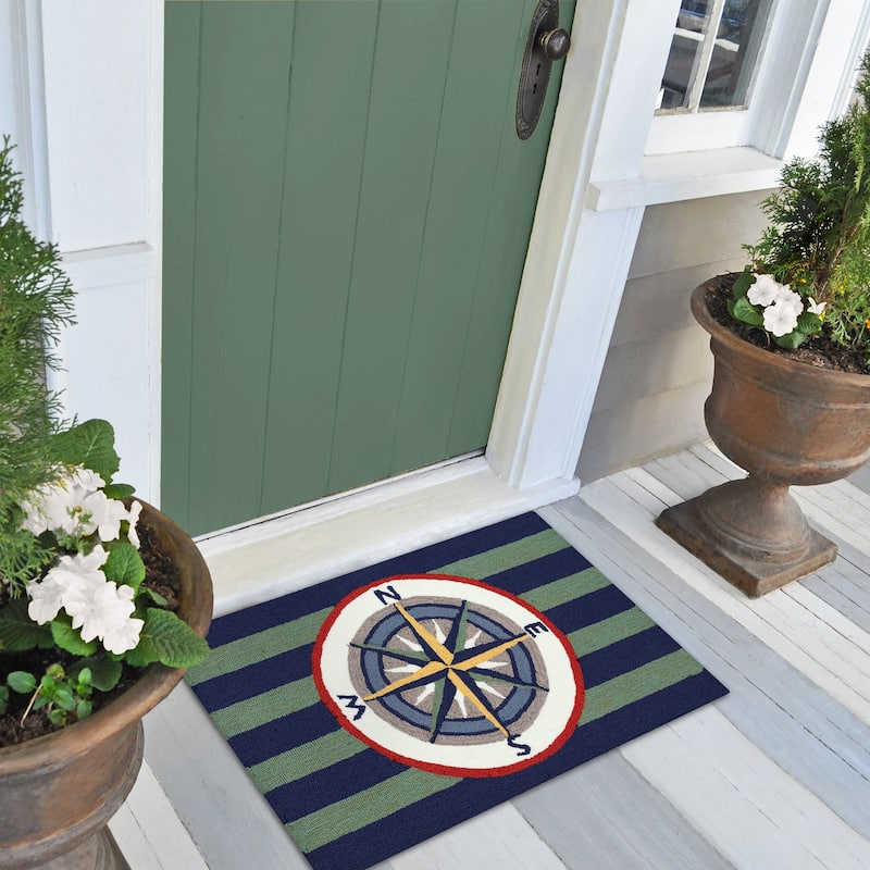 Liora Manne Frontporch Striped Compass Indoor/Outdoor Rug - 1'8" x 2'6"