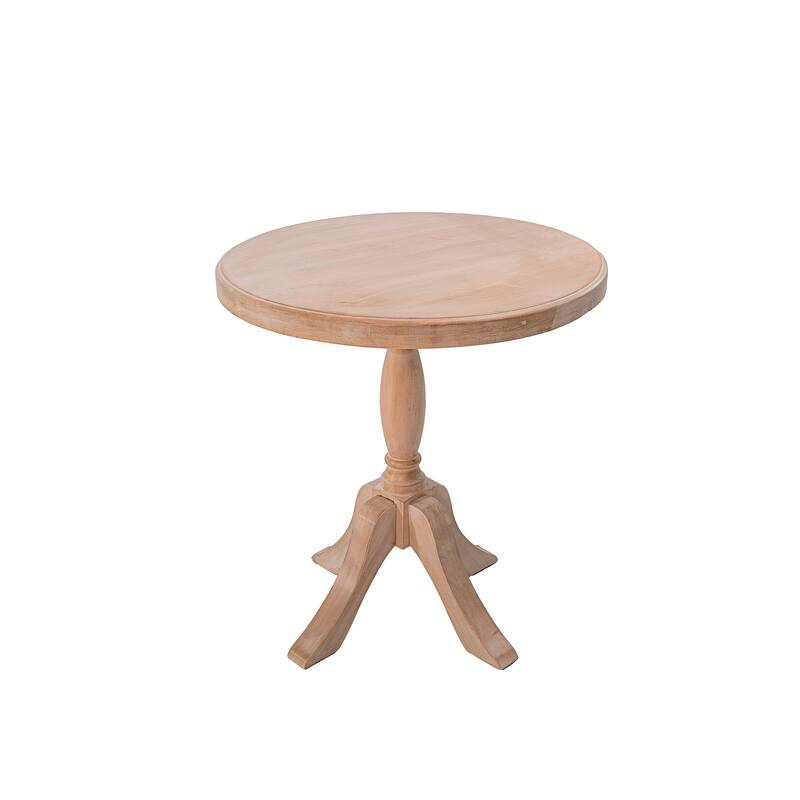 23.6" Round Wooden End Table, Wooden Pedestal Side Coffee Tables, for Living Room, Bedroom, Entryway