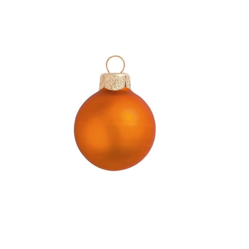12ct Pumpkin Orange Matte Glass Finish Christmas Ball Ornaments 2.75"
