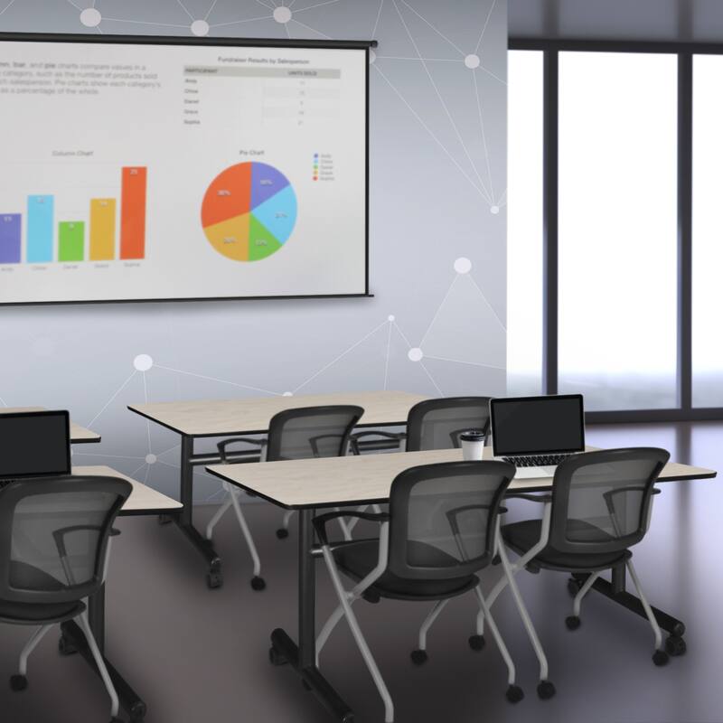 60" x 24" Flip Top Mobile Training Table- Maple and 2 Nesting Chairs