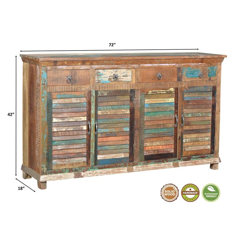 Lexington 4-Drawer 4-Door Shutter Sideboard, Recycled Multicolor