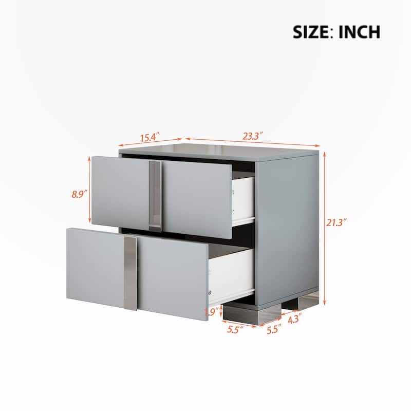 Elegant Nightstand with Metal Handle
