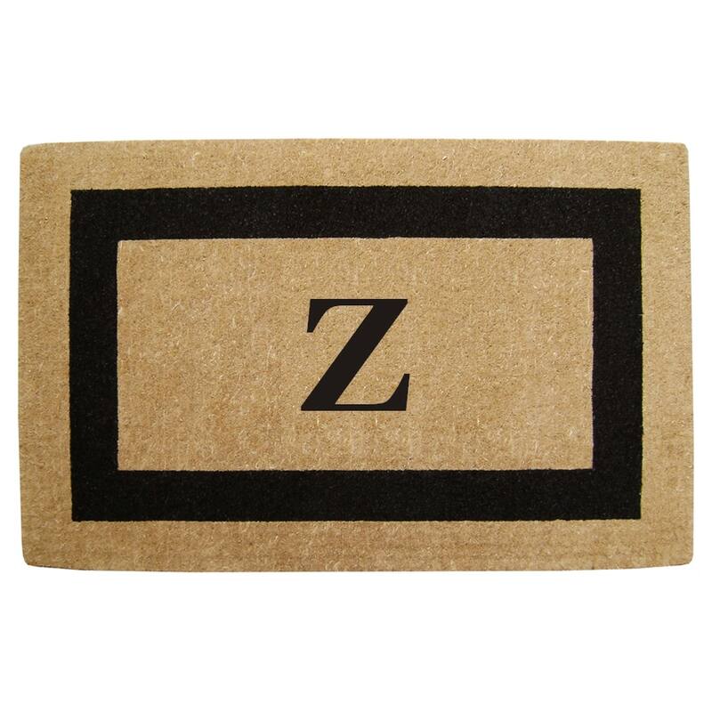 Heavy-duty Coir Fiber Single Black Framed Letter Monogrammed Doormat - 30 inches x 48 inches