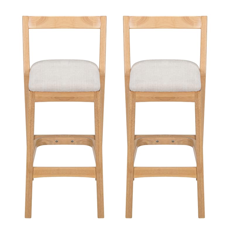 Christopher Knight Home - Maelis Rubberwood Barstools with Upholstered Cushion (Set of 2)