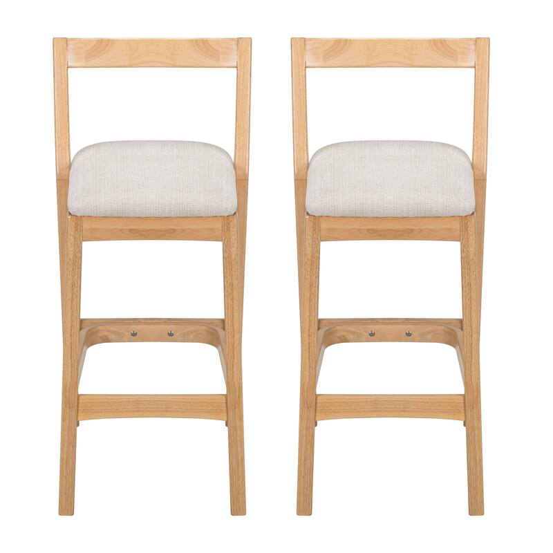 Roomfitters Jasper Indoor Rubberwood Barstools with Cushioned Seat, Beige Set of 2 - Set of 2